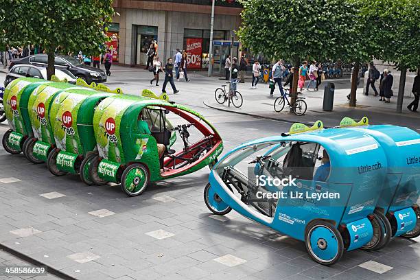 Ecocabs In Oconnell Street Dublin Ireland Stock Photo - Download Image Now - Jinrikisha, 7 Up, Advertisement