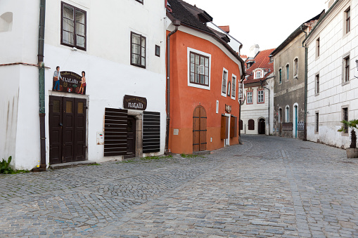Cesky Krumlov, Czech Republc - May 30, 2011: Street in Cesky Krumlov. It is small town on south of Czech Republic. Well known by it's arhitecture. Center of city  was added to the UNESCO list of World Heritage Sites. Construction of the town and castle began in the late 13th century. Very popular place among tourists.
