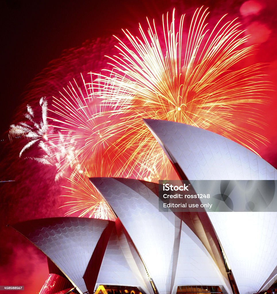 Nouvel an feu d'artifice de l'Opera House de Sydney - Photo de Feu d'artifice libre de droits