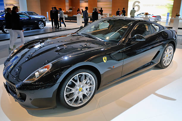 Amsterdam, The Netherlands - April 12, 2011 - Black Ferrari 599 GTB on display during the AutoRAI motorshow April 12 - 23, 2011 in Amsterdam, The Netherlands.