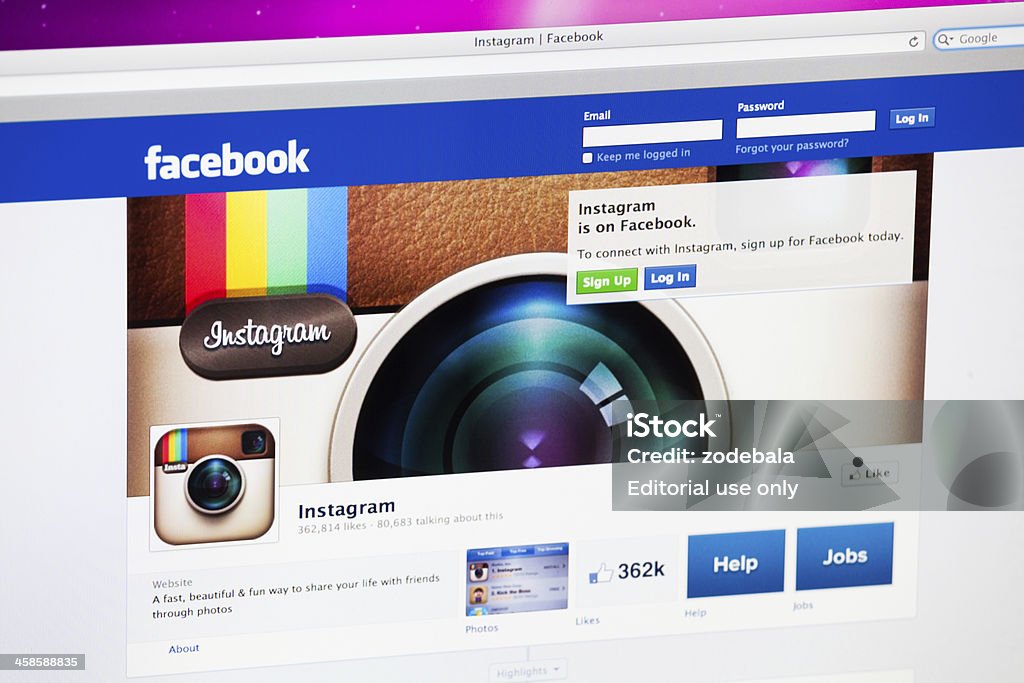 Homepage von Facebook und Instagram - Lizenzfrei .com Stock-Foto