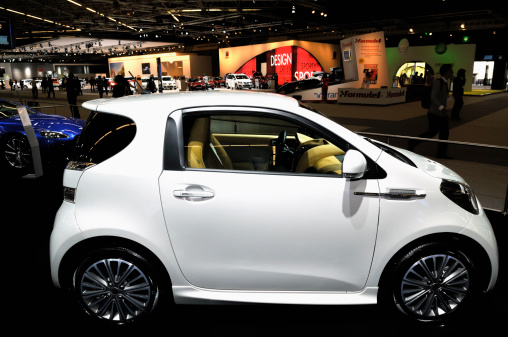 Amsterdam, The Netherlands - April 12, 2011: White Aston Martin Cygnet on display at the 2011 Amsterdam AutoRAI motorshow. The 2011 Amsterdam motorshow was running from April 12 until April 23, in the RAI event center in Amsterdam, The Netherlands.