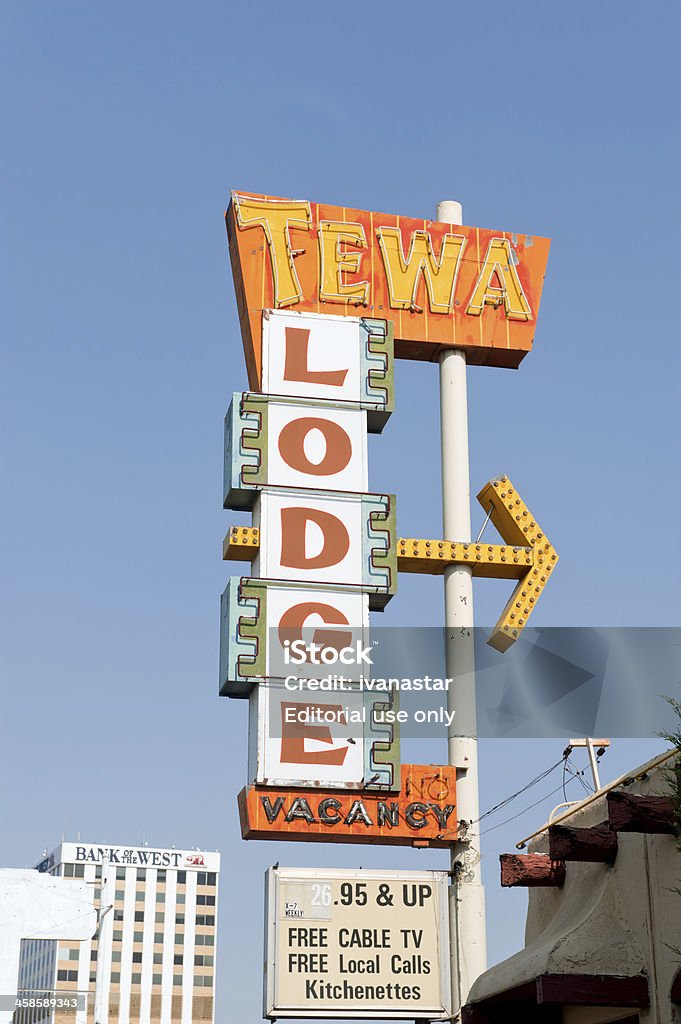 Vintage Sinal de Motel na Old Route 66 - Foto de stock de Albuquerque - Novo México royalty-free