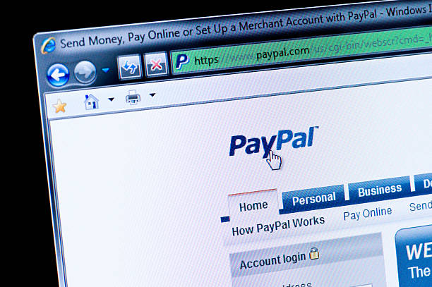 PayPal - Macro shot of real monitor screen stock photo