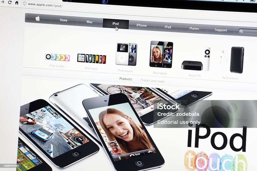 IPod Touch na Apple.com site - Foto de stock de Branco royalty-free