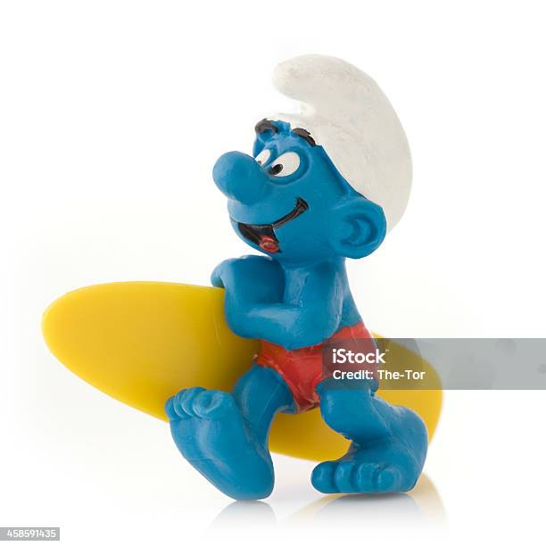 Smurf With Surfboard Stock Photo - Download Image Now - Aquatic Sport, Barefoot, Cut Out