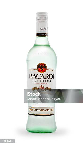 Bacardi Rum Bottle On White Stock Photo - Download Image Now - Bacardi, Bottle, Rum