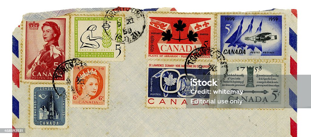 Canadian francobolli postali, 1959 - Foto stock royalty-free di Stile retrò