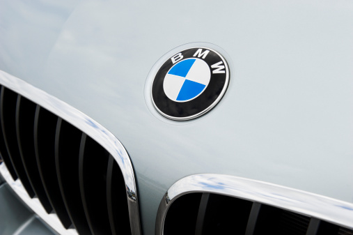 Toronto, ON, Canada - August 1, 2011:  BMW emblem and trademark kidney grille on a X6 M SAC (Sports Activity Coupe) in Silverstone Metallic.