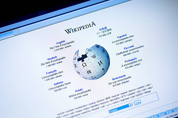 Wikipedia.org main page - english version site Florence, Italy - March 9, 2011: Close up of the wikipedia.org site it is a free, web-based, collaborative, multilingual encyclopedia project supported by the non-profit Wikimedia Foundation. Its 17 million articles (over 3.5 million in English) have been written collaboratively by volunteers around the world, and almost all of its articles can be edited by anyone with access to the site wikipedia stock pictures, royalty-free photos & images