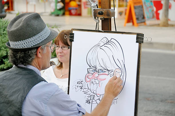 caricaturista - caricatura foto e immagini stock