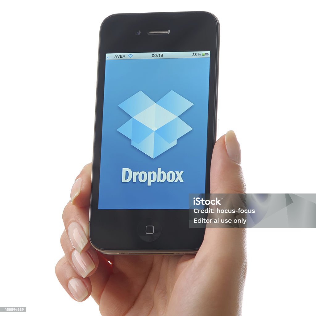 Dropbox no iPhone 4 - Royalty-free Conselho Foto de stock