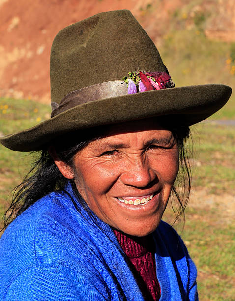 Urubamba Valley,Peru - April 27, 2011.Portrait of a traditional Quechua woman. Quechua people are of several different ethnic groups all over south america.