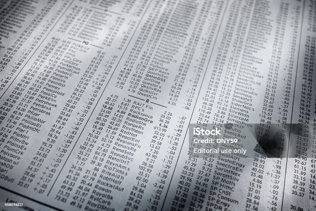 Stock Market Listings San Diego, California, USA - March 23, 2011: A page of stock market prices from the March 17, 2011 edition of USA Today\'s financial section. Newspaper Stock Photo