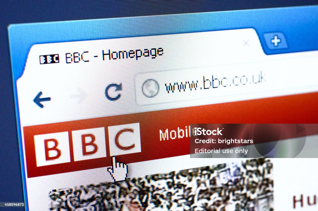 BBC pagina web al browser - Foto stock royalty-free di BBC