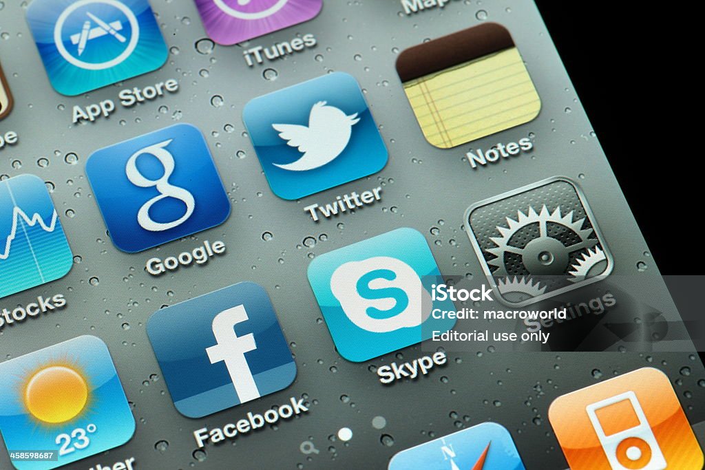 iPhone de cuarta generación con las aplicaciones - Foto de stock de Blanco - Color libre de derechos