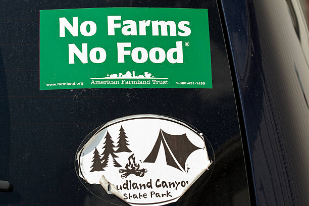 nessun cibo senza aziende adesivo da auto promozione american farmland fiducia - bumper stickers foto e immagini stock