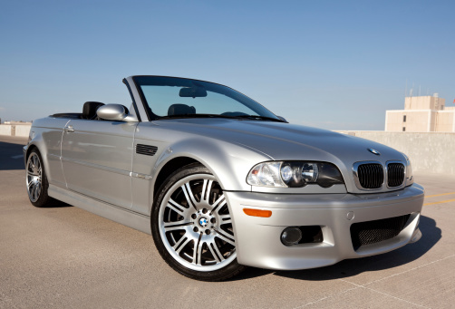 Scottsdale, United States - September 28, 2011: A photo of a parked 2004 BMW M3 convertible. The M series of BMW\\'s are more sporty and feature larger engines.