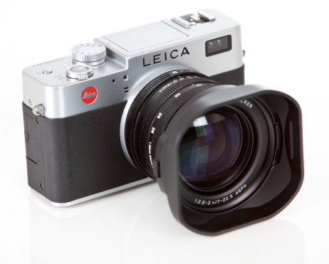 New York, USA  - December 7, 2009: A studio product shot of a  Leica Digilux 2 camera on a white background.