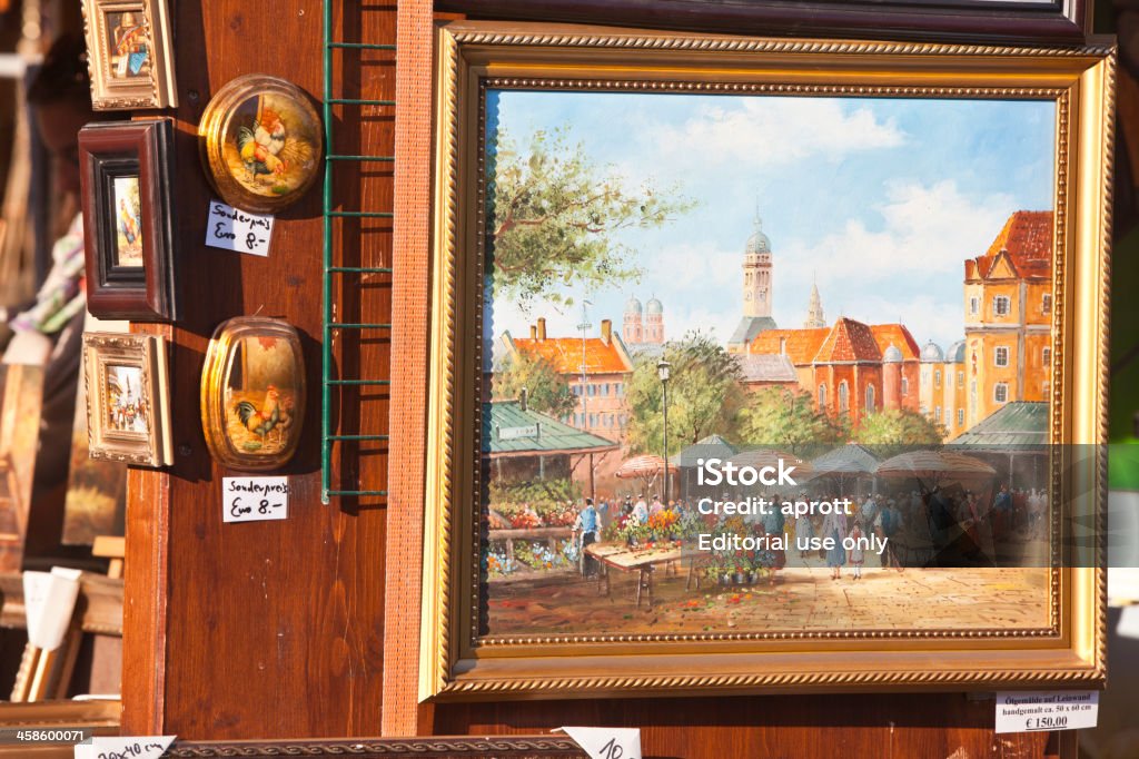 Pintura de Viktualienmarkt no visor em mayfair, em Munique - Royalty-free Alemanha Foto de stock