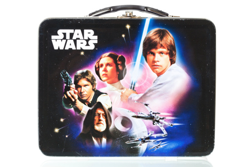 USA - Feb 3, 2011: 1980s Star Wars Lunch Box Isolated on White. This is from the original Star Wars released in the 1977 with the sequels following in the early 80s. Manufactured by Tin Box Company in Farmindale, NY.