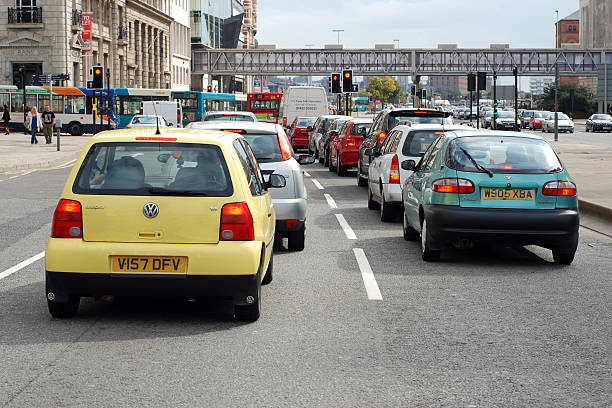 Traffic in the Strand Street, Liverpool Liverpool, England - September 22, 2007: Traffic in the Strand Street, Liverpool. traffic car traffic jam uk stock pictures, royalty-free photos & images