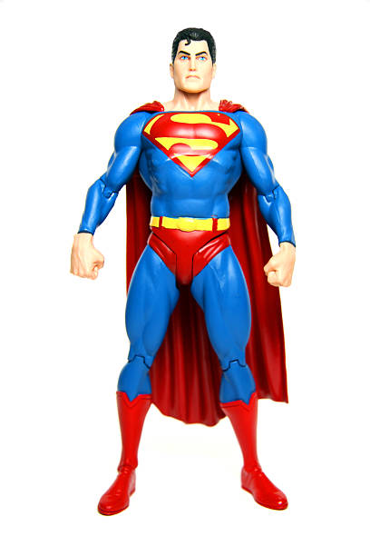 Superman Vancouver, Canada - April 24, 2012: An action figure model of Superman, sculpted by Paul Harding and released by DC comics, against a white background. action figure photos stock pictures, royalty-free photos & images