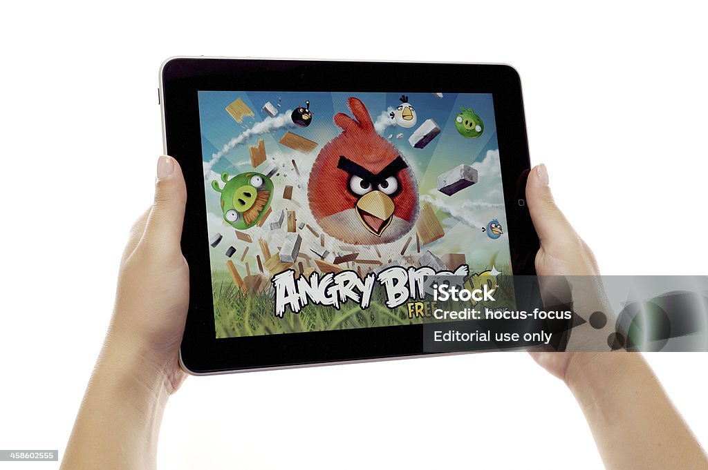 Angry Birds Apple iPad에서 - 로열티 프리 Angry Birds - Game 스톡 사진
