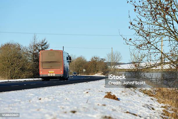 Scottish Public Transport Bus On A Snowy Rural Road Stock Photo - Download Image Now