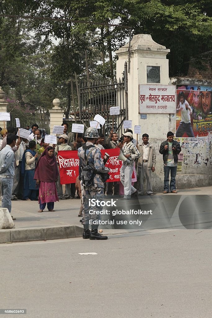 Ulica protest Katmandu Nepal - Zbiór zdjęć royalty-free (2000-2009)