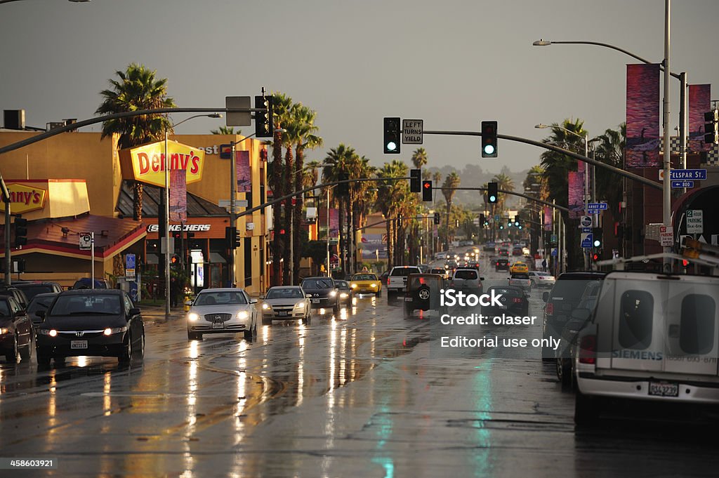 Atardecer en San Diego, Lluvia fuerte - Foto de stock de Coche libre de derechos