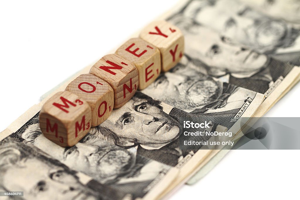 Dinheiro letras na moeda - Royalty-free Andrew Jackson - Presidente dos EUA Foto de stock
