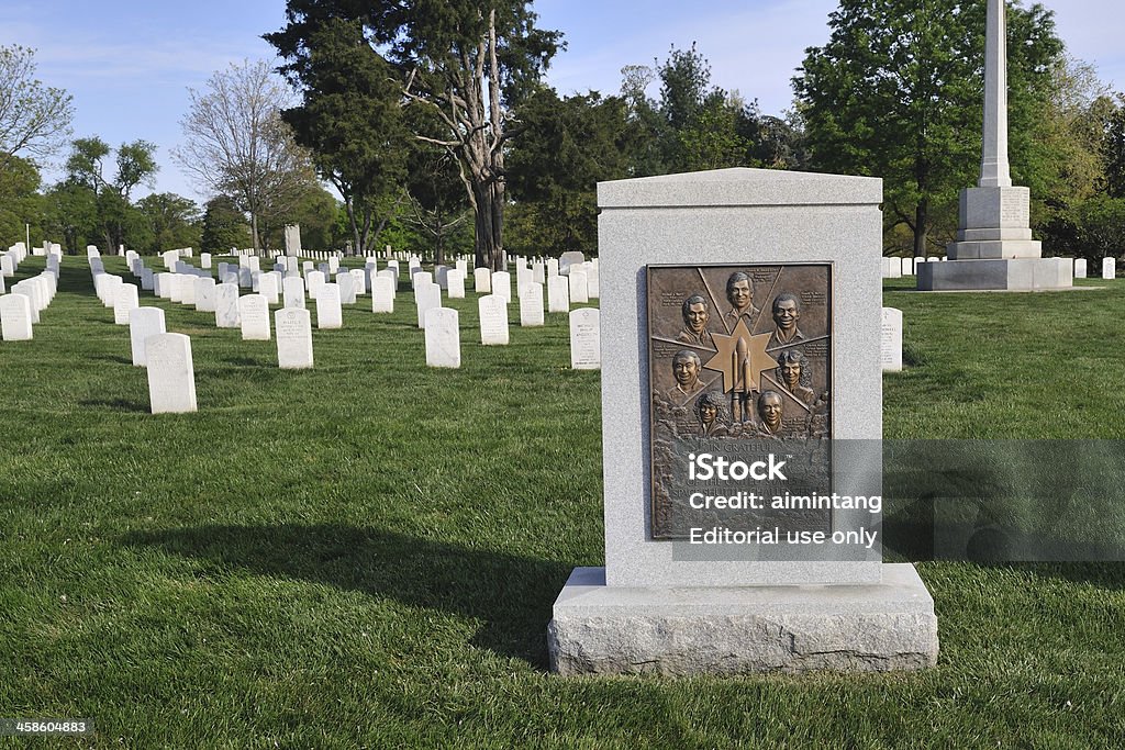 Arlington National Cemetery Arlington, Virginia, USA - April 8, 2012. Space Shuttle Challenger Memorial at Arlington National Cemetery. Arlington National Cemetery covers an area of 624 acres and is the burial site for the remains of over 320,000 servicemen and women who gave up their lives for the United States. It also contains grave sites for some famous people in US history like President John F. Kennedy and his brother. Travel Destinations Stock Photo