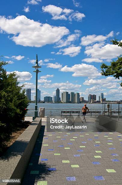 Male Jogger Along Hudson River Promenade West Side Manhattan Nyc Stock Photo - Download Image Now