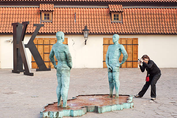 Street photography - Kafka museum in Prague stock photo