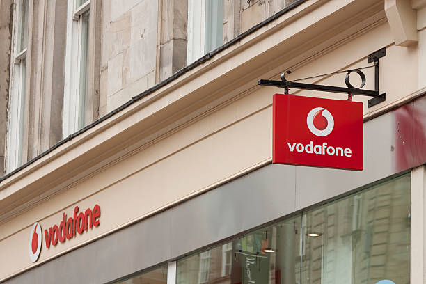 Signage at a Vodafone shop stock photo