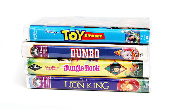 Disney vintage VHS tapes stock photo