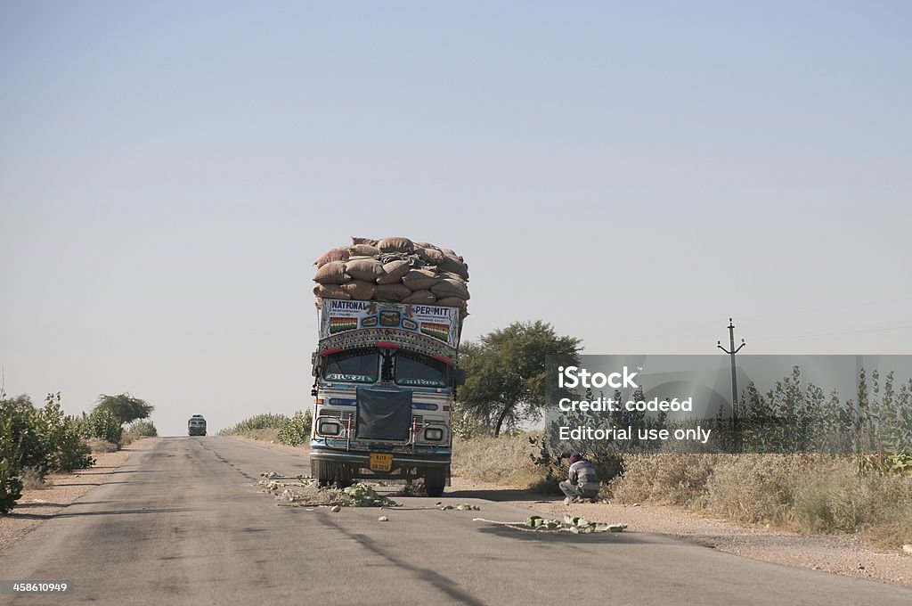 Caminhão acidente na highway road em Rajastão, Índia - Foto de stock de Animal royalty-free