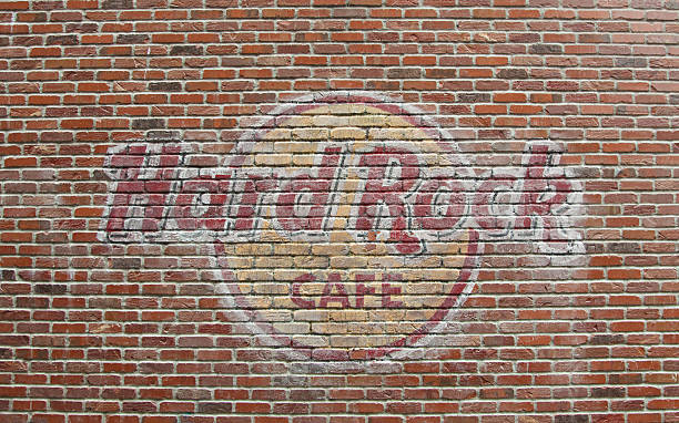 Hard Rock Cafe Seattle - brick wall sign stock photo