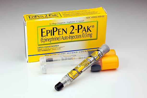 EpiPen Epinephrine Auto-Injector for Allergic Emergencies stock photo