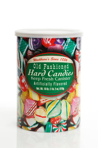 Millburn, USA - November 23, 2011: A box of Washburn\\'s Old Fashioned Hard Candies on a white reflective surface. This type of candy is popular around the Christmas Holiday season.