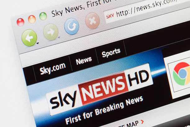 Sky News webpage on a web browser. Denny, Scotland - September 11, 2011: The Sky News webpage viewed on the Camino web browser. sky news stock pictures, royalty-free photos & images