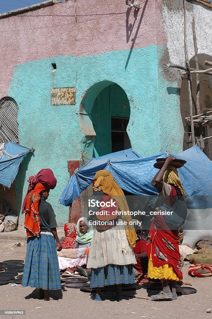 Africano escena de mercado, Harar, Etiopía - Foto de stock de Adulto libre de derechos