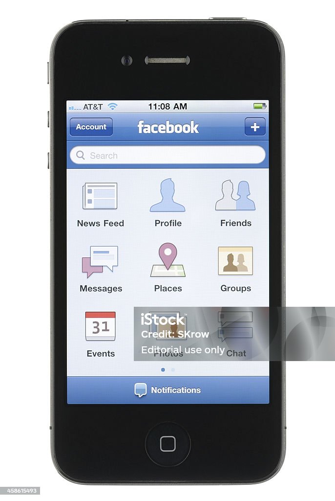 iPhone Aplicación de Facebook - Foto de stock de AT&amp;T libre de derechos