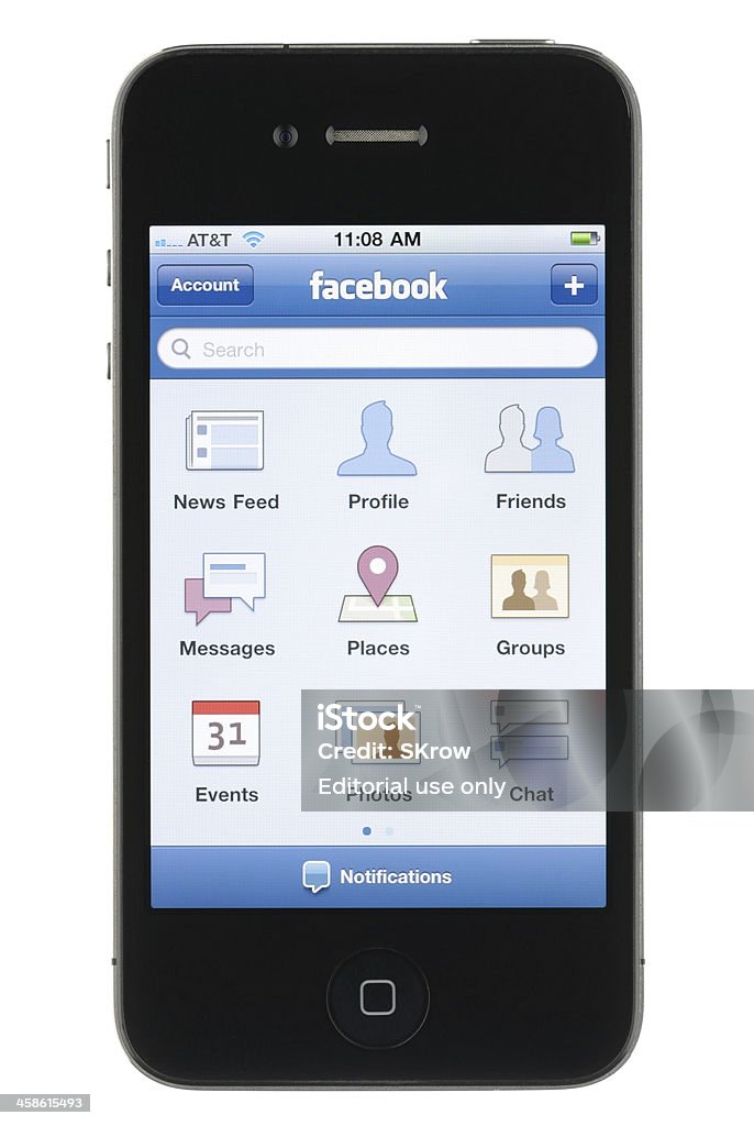 iPhone Aplicação Facebook - Royalty-free AT&amp;T Foto de stock
