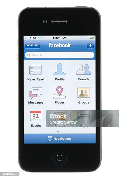 Iphone Aplicação Facebook - Fotografias de stock e mais imagens de AT&amp;T - AT&T, Agenda Eletrónica, Aplicação móvel