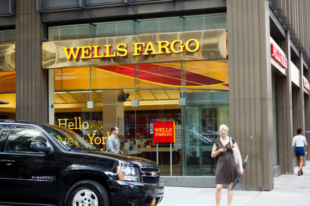 Wells Fargo Bank Branch Manhattan stock photo