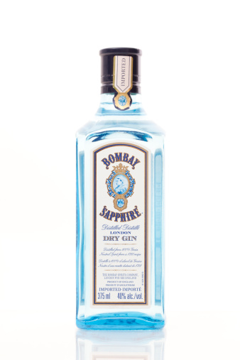 Calgary, Alberta, Canada - July 20, 2011. Product shot of Bombay Sapphire Gin. Bombay Sapphire was introduced to the market in 1987.