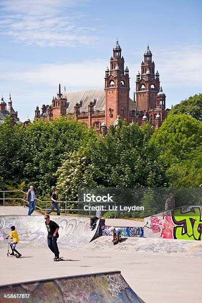 Skatepark In Kelvingrove Park Glasgow Museumart Gallery Behind Stock Photo - Download Image Now