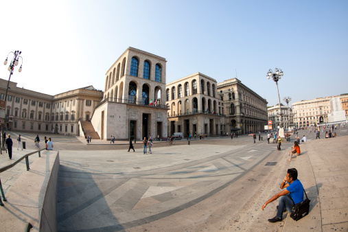 Milan, Italy - September 29, 2011: this photo was taken at Piazza del Duomo in Milan, Italy. Piazza del Duomo is a famous place in the center of Milan.